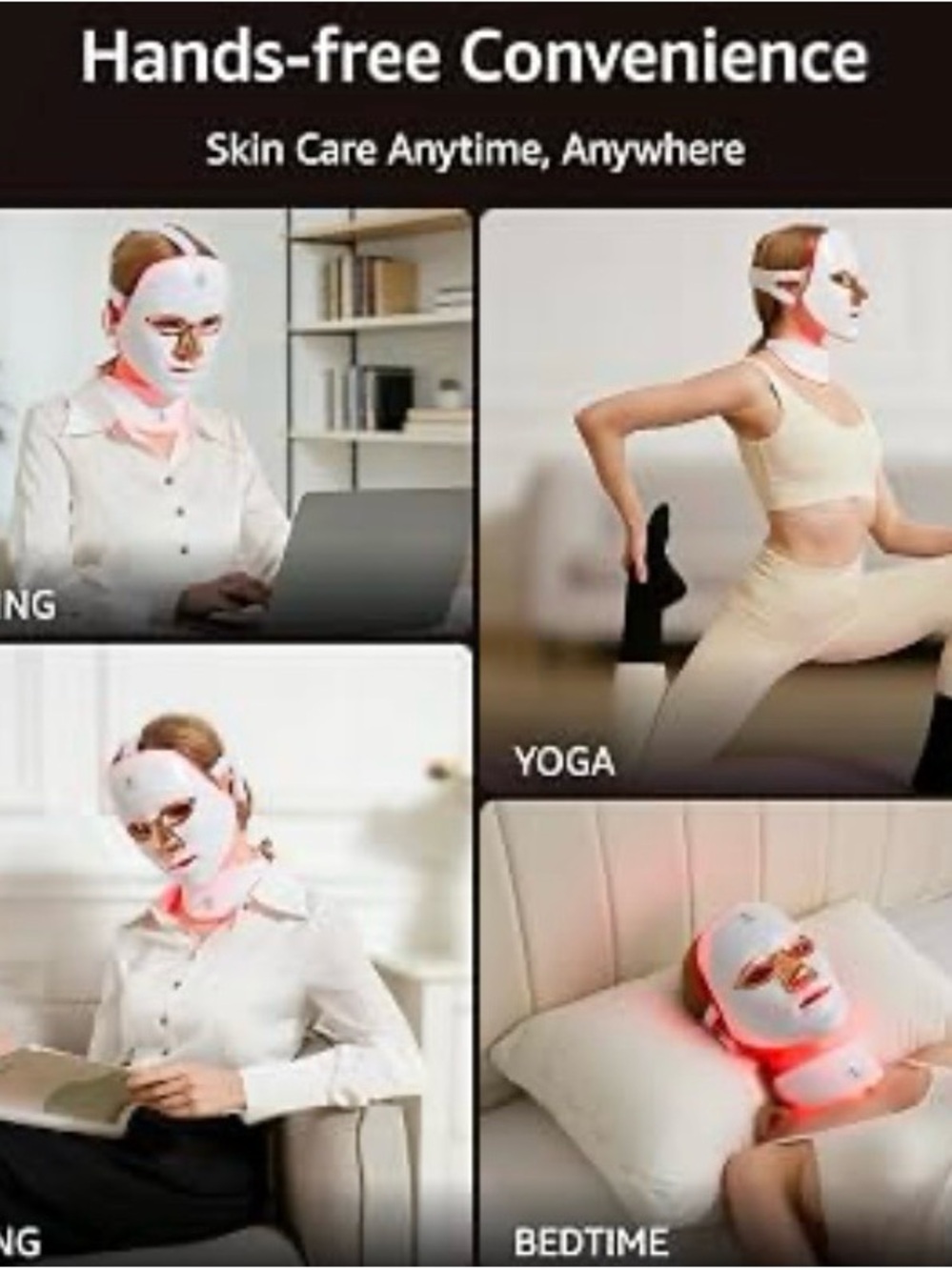 New LED Red Light Face & Neck Mask 7 Modes 426 LEDs Rechargeable Cordless - Picture 5 of 7